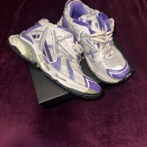 Balenciaga Women's Lavender and White Sneakers